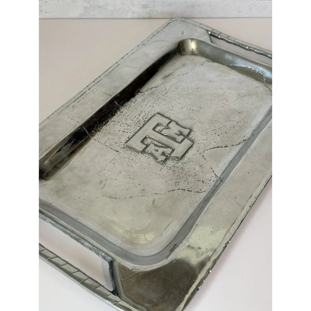 Texas A&M Aggies Pewter Serving Tray Platter ATM Logo 14.5